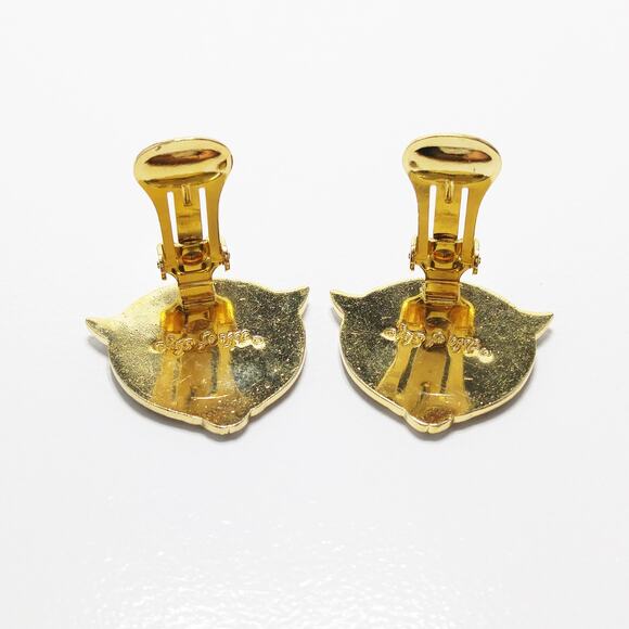 Vintage Isle of Skye Cloisonné Enamel Earrings, Black & White Lily, Gold Plated - Picture 5 of 10